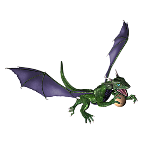 <b>Smaragda</b> ist ein Drachenkind. Nun ist der richtige Moment, dem Kleinen Fliegen, Feuerspucken usw. beizubringen.