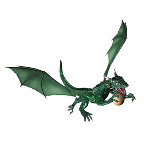 <b>GrünXoxx</b> ist ein Drachenkind. Nun ist der richtige Moment, dem Kleinen Fliegen, Feuerspucken usw. beizubringen.